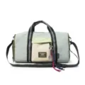 Large capacity travel duffel bag with shoulder strap and tennis charm in light green. - Green