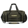Military green multi-pocket travel duffel bag with shoulder strap for business commuting - Army Green