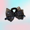 Élégante pince à cheveux nœud strass avec détail en maille pour femme outil de coiffure charmant - Noir Classique