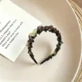 Chiffon umwickelter Haarreif mit Zähnen, stilvolles geflochtenes Design Damen Haarschmuck. - Grünlich Kaffee