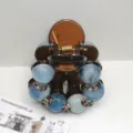 Pince a cheveux perles bleues style ins coreen accessoire de coiffure elegant en resine - Bleu