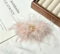 Pince à cheveux en plume rose accessoire de coiffure métallique mignon pour femme - 8cm / Rose