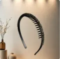 Joli serre-tête noir en strass avec dents, design antidérapant pour la coiffure quotidienne idéale. - Gris