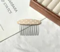 Fabric polka dot hair insert comb, stylish non-slip hair styling accessory for daily wear. - Coffee Polka Dot Fabric Side Comb