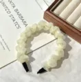 Serre-tête plissé en mousseline blanche style féerique mignon accessoire cheveux quotidien. - Beige
