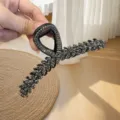 Rhinestone hair claw clip detail, sparkling black crystal shark clip for thick hair. - Fashion Wheat Ear Style (D28-1) / Black