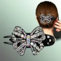 Pince à cheveux nœud strass pour femme barrette cristal brillante accessoires cheveux - Zircon Blanc