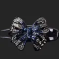 Élégante pince à cheveux nœud strass pour femme, accessoire cheveux cristal bleu brillant chignon. - Bleu Saphir