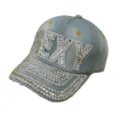 Ανοιχτό μπλε τζιν καπέλο μπέιζμπολ με λαμπερά στρας sexy γράμματα και λαμπερό γείσο. - 2# Denim SEXY