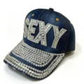 Stilato tzines baseball cap me lampera strass kai sexy grammata gia gynaikes kai koritsia. - 3# Denim SEXY