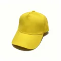 Solid color yellow cotton baseball cap, structured hard top sun hat for men and women daily wear. - 58CM Adjustable / Golden