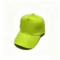 Lime green solid cotton baseball cap detail, casual unisex sun hat with curved brim. - 58CM Adjustable / Neon Yellow