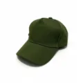 Close-up detail of dark green plain cotton baseball cap, structured hard top design. - 58CM Adjustable / Army Green