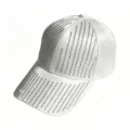 White satin rhinestone baseball cap, sparkling crystal design for women, sun protection. - Adult (Adjustable Circumference 58cm) / White