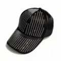 Black satin baseball cap with rhinestone meteor shower design for outdoor sun protection. - Adult (Adjustable Circumference 58cm) / Black