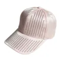 Pink satin baseball cap with rhinestone meteor shower design, perfect chic sun hat detail. - Adult (Adjustable Circumference 58cm) / Pink