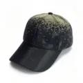 Rhinestone black baseball cap detail, sparkling gradient crystal duckbill hat close-up. - Adult (Adjustable Circumference 58cm) / Black Gradient Champagne