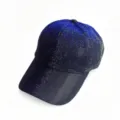 Rhinestone gradient baseball cap detail view, shining crystal design, premium fashion headwear. - Adult (Adjustable Circumference 58cm) / Black Gradient Blue