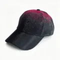 Rhinestone gradient baseball cap detail view, shiny black and red duckbill cap, chic fashion accessory. - Adult (Adjustable Circumference 58cm) / Black Gradient Rose Red