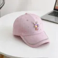 Roze strass konijn honkbalpet voor meisjes, schattige sprankelende zonnehoed voor buiten. - Kinderen verstelbare hoofdomtrek 54cm / Lichtpaars