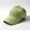 Green embroidered floral baseball cap with sparkling rhinestones, stylish casual sun hat. - One Size(Adjustable) / Yellow-Green