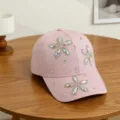 Kinderen Roze Strass Bloem Honkbalpet Leuke Zonnebescherming Casual Hoed Detailbeeld - Verstelbaar 54cm (Kinderen) / Lichtpaars