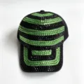 Rhinestone embellished black and green baseball cap for women, stylish sunshade hat detail view. - Adult, Hat Circumference 58cm Adjustable / Black (Transparent Green and Black Rhinestones)