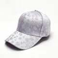 Women stylish rhinestone embroidered baseball cap casual sun protection curved brim hat - One Size(Adjustable) / Light Purple