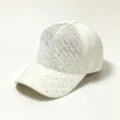 Casquette de base-ball matelassée en strass blanc pour femmes, chapeau de soleil étincelant. - Taille unique / Blanc