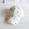White waffle rhinestone cherry baseball cap sweet summer outdoor sun hat for women. - Cherry / Adult Adjustable / Off White