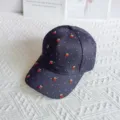 Detailed view of women waffle mesh baseball cap featuring cute red cherry decor and white dots summer. - Cherry / Adult Adjustable / Black