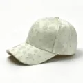 Women rhinestone floral baseball cap white casual sun hat fashion embroidered duck tongue hat - One Size(Adjustable) / Beige