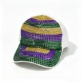 Glitterende strass baseball cap voor vrouwen, stijlvol color-block zonnehoed design. - Volwassene, Hoofdomtrek 58cm Verstelbaar / Wit (Geel, Paars en Groen Strass-steentjes)
