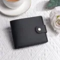 Portafoglio corto nero da donna con chiusura a bottone a pressione e fessure carte. - Nero