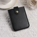 Portacarte in ecopelle nera con chiusura a pressione, custodia per carte di credito sottile minimal. - Nero