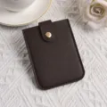 Portacarte sottile in ecopelle PU tinta unita con bottone a pressione per carte. - Caffè Scuro