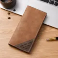 Portafoglio lungo da uomo vintage opaco con design bicolore e pratici scomparti per carte. - Caffè Chiaro