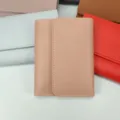 Portafoglio corto da donna a tre ante in ecopelle PU liscia ed elegante porta carte e borsellino - Rosa chiaro