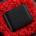 Portafoglio corto uomo in pelle nera stile business minimalista porta carte portamonete. - Nero