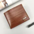 Portafoglio corto da uomo trama venature legno moda porta carte tascabile monete - Caffè Chiaro
