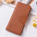 Portafoglio lungo donna marrone in pelle PU, borsetta elegante con chiusura a pressione. - Marrone scuro