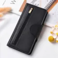 Portafoglio lungo da donna nero con tasca con zip e scomparti per carte, elegante. - Nero