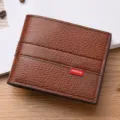 Portafoglio corto uomo in pelle marrone minimalista affari svago porta carte multifunzione compatto - Caffè Scuro