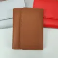 Einfache kurze Damen Trifold Geldbörse Kartenhalter Münzfach Variante braun unifarben - Hellkaffee