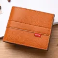 Portafoglio corto uomo in pelle PU porta carte arancione vintage design compatto elegante - Caffè Chiaro