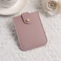 Einfarbiges Leder-Kartenetui mit Druckknopf, schmale Brieftasche für Kreditkarten in Rosa. - Hellviolett