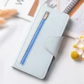 Portafoglio lungo da donna azzurro con tasca con zip e chiusura magnetica, elegante accessorio. - Azzurro