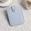 Hellblaue PU Leder Kartenetui mit Druckknopf schmale minimalistische Kreditkartenhülle - Hellblau