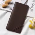 Portafoglio lungo da donna marrone scuro minimalista in pelle PU astuccio porta carte - Caffè Scuro