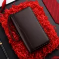 Portafoglio uomo lungo con zip borsa pochette in pelle affari grande capacità marrone - Caffè Scuro